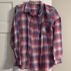 Vanilla Star Red and Blue Plaid Casual Button Down Shirt